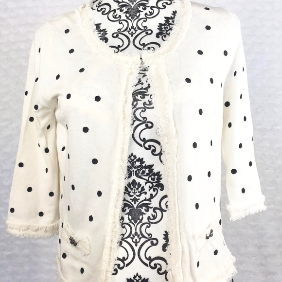 Wanko Sweater Black  Polka Dot Knit Open Cardigan - Picture 3 of 8